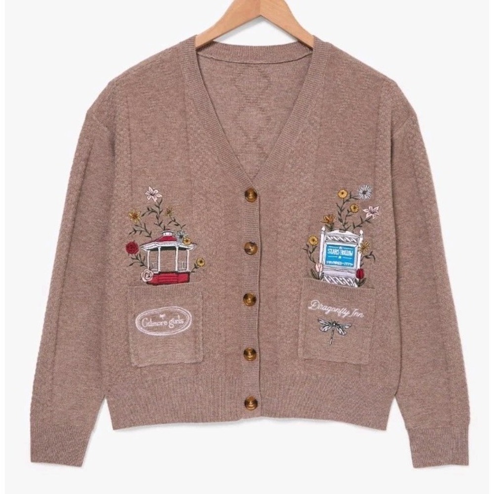 NEW Gilmore Girls Stars Hollow Gazebo Lukes Embroidered Women's XL Knit Cardigan